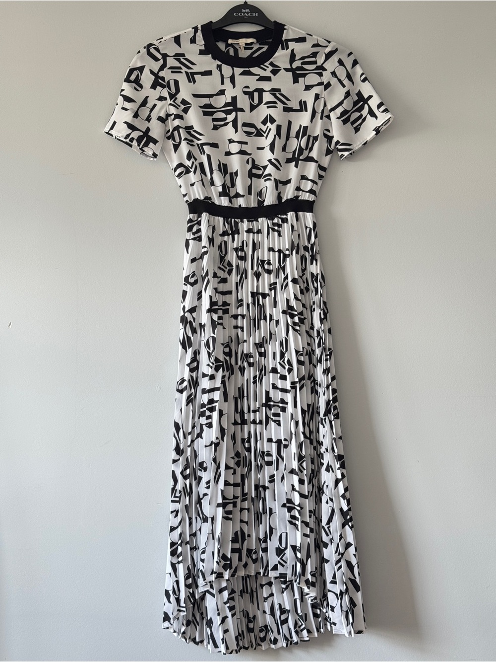 Maje White & Black Rosyla Abstract Print Midi Dress Size 34